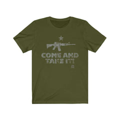 Come And Take It Distressed Style AR-15 Premium Jersey T-Shirt T-Shirt Olive XS 