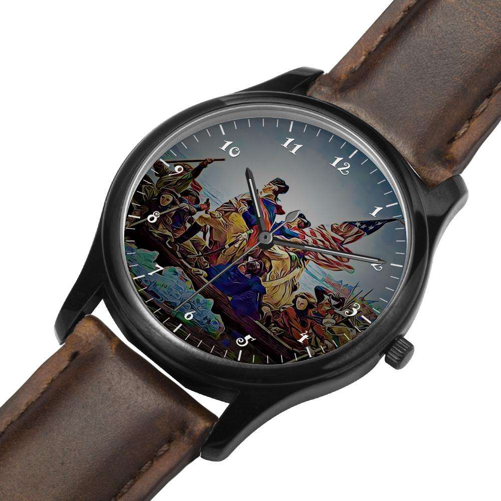 1776 Washington Crossing the Deleware Premium Leather Watch 