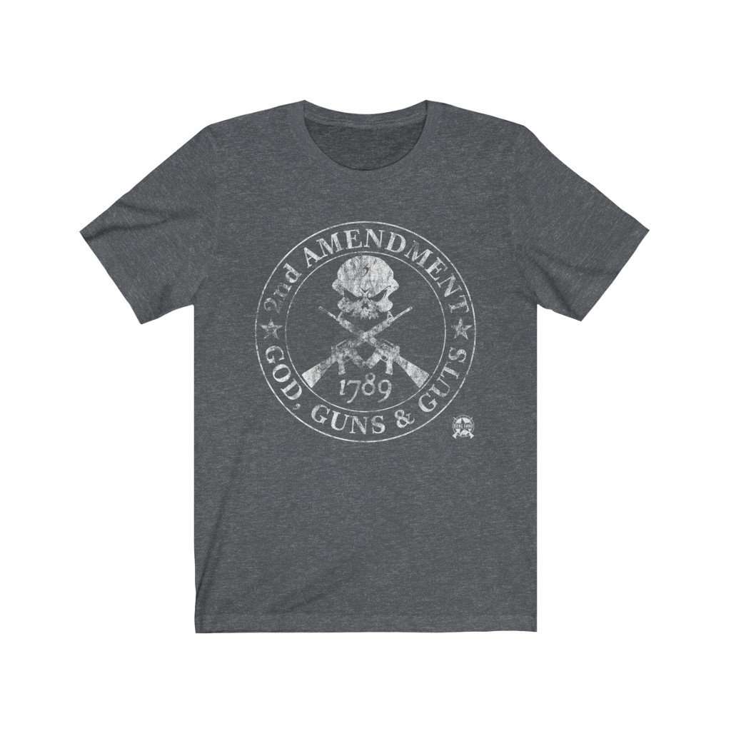 God, Guns & Guts 2nd Amendment Premium Jersey T-Shirt T-Shirt Dark Grey Heather XS 