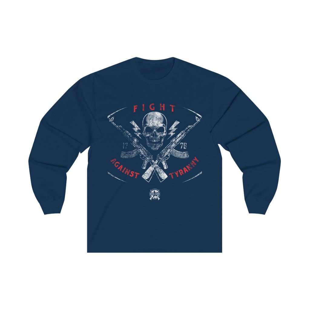 Fight Against Tyranny Distressed Long Sleeve T-Shirt Long-sleeve Navy S 