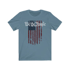 We The People US Constitution Double-Sided Premium T-Shirt T-Shirt Steel Blue XS 