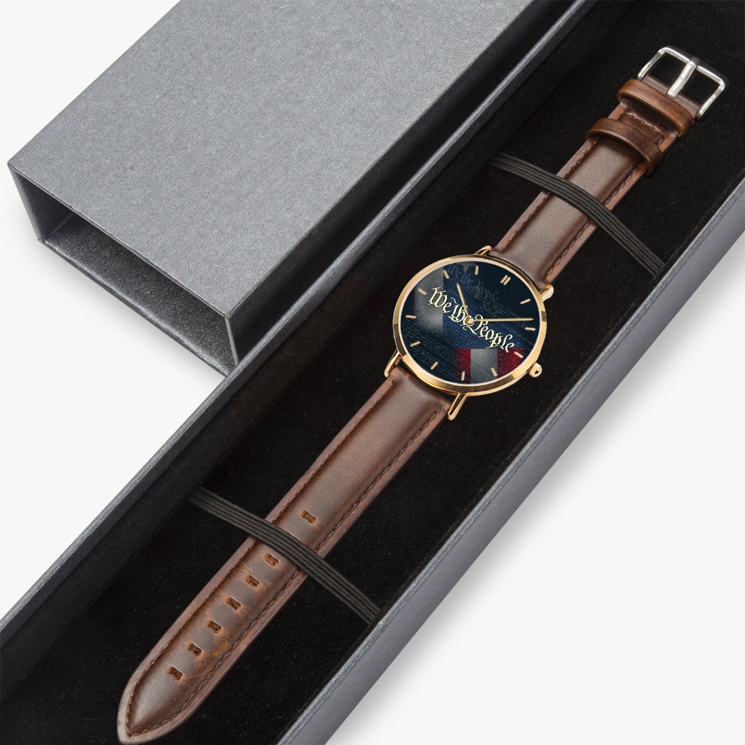 We The People Premium Leather Watch Leather Strap Quartz Watches 