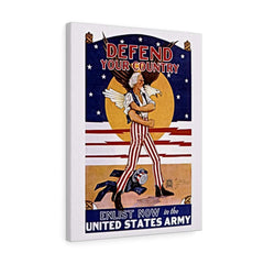 Defend Your Country Vintage Army Canvas Print Canvas 18″ × 24″ Premium Gallery Wraps (1.25″) 