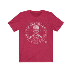 God, Guns & Guts 2nd Amendment Premium Jersey T-Shirt T-Shirt Heather Red XS 
