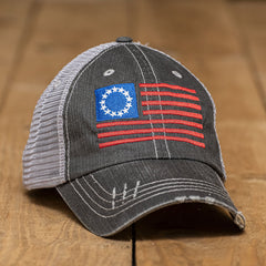 Betsy Ross American Flag Distressed Style Hat Hats 