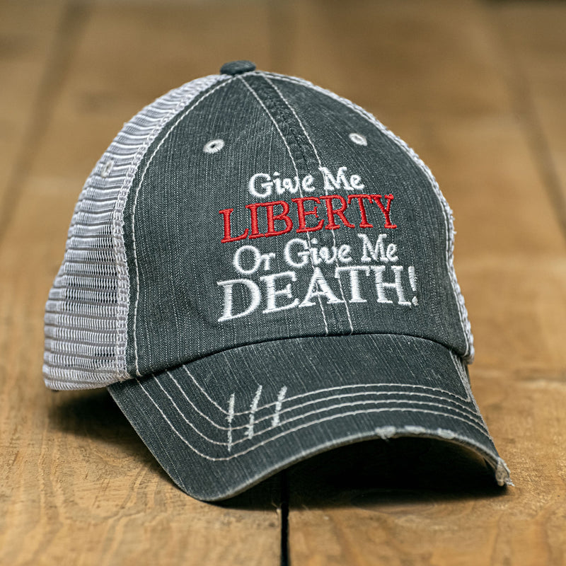 Give Me Liberty or Give Me Death Distressed Hat Hats Black 