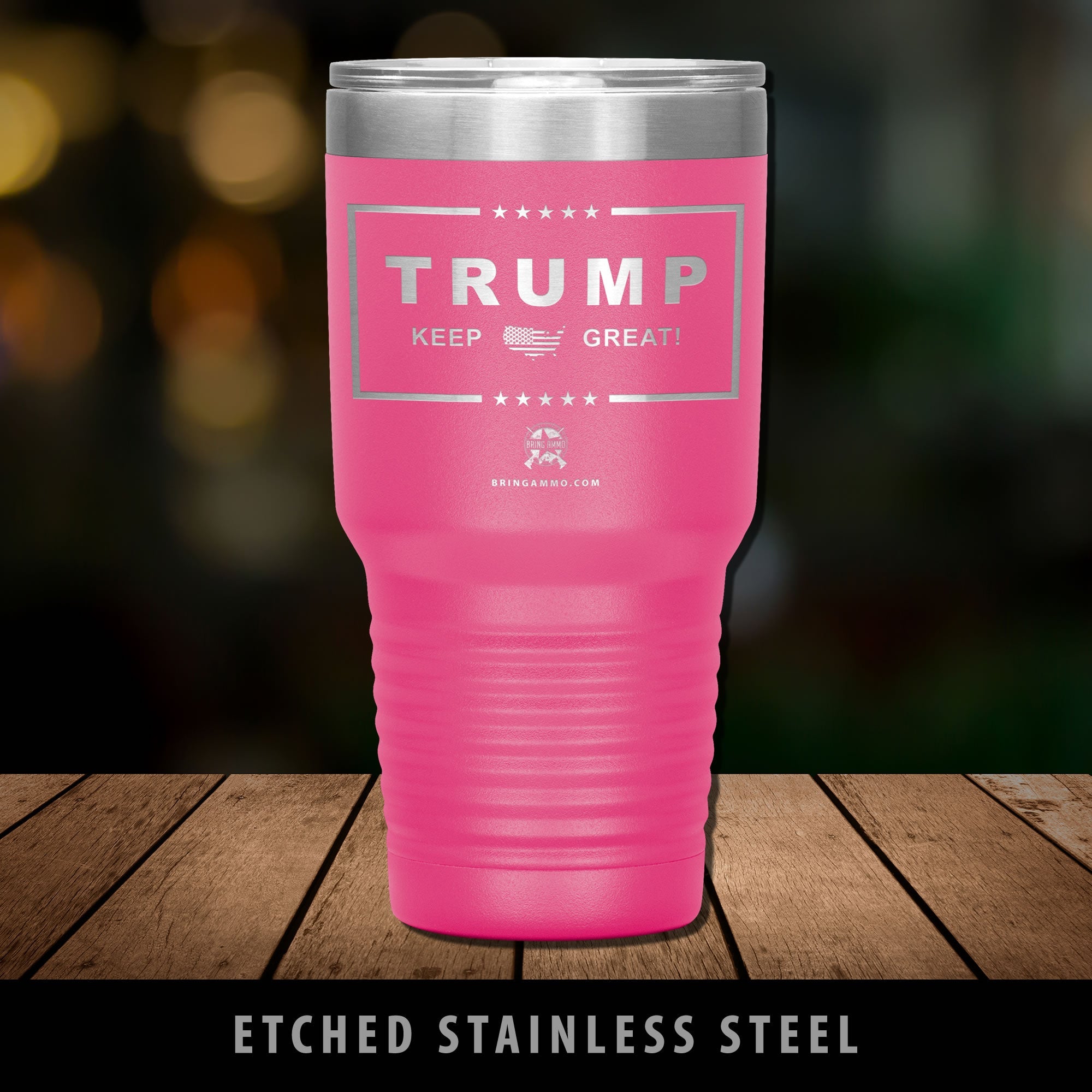 Trump 30oz Stainless Etched Tumbler - Made To Last Forever! Tumblers Pink 
