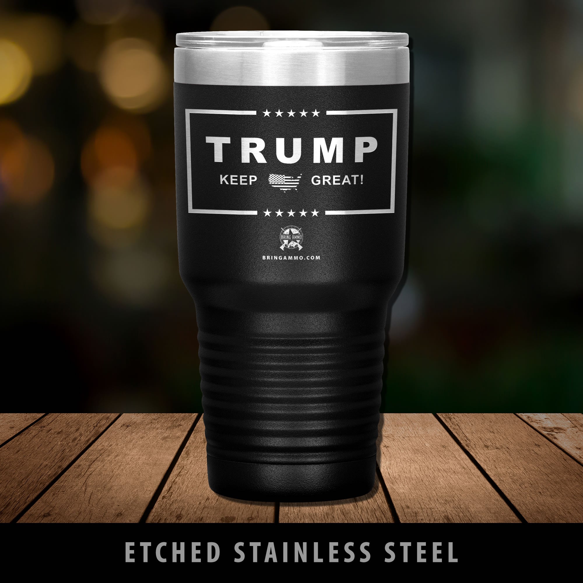 Trump 30oz Stainless Etched Tumbler - Made To Last Forever! Tumblers Black 