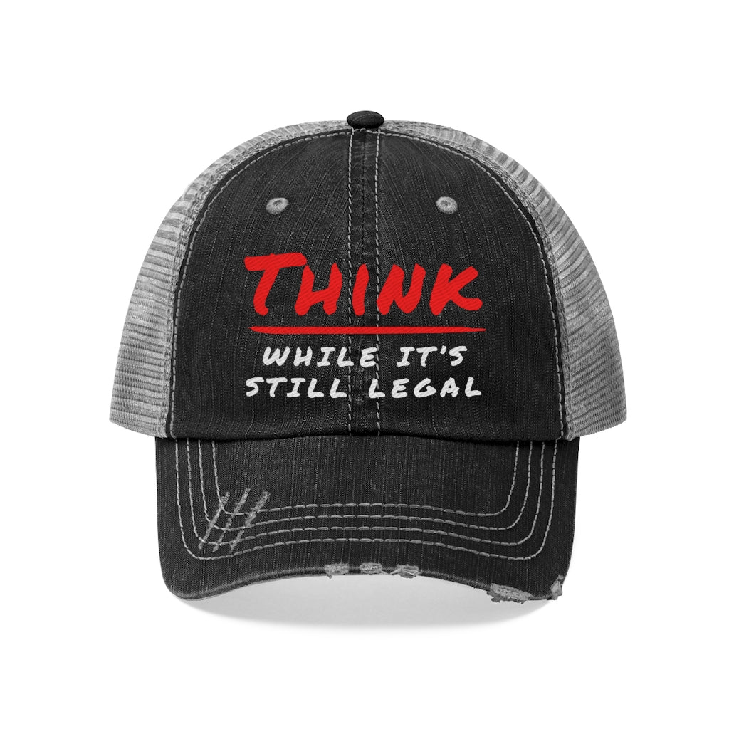 Think While You Still Can Distressed Style Hat Hats Black 