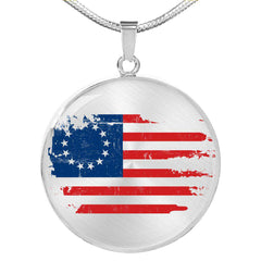 Betsy Ross American Flag Luxury Necklace Jewelry 