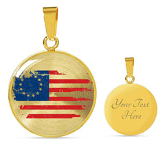 Betsy Ross American Flag Luxury Necklace Jewelry Luxury Necklace (Gold) Yes 