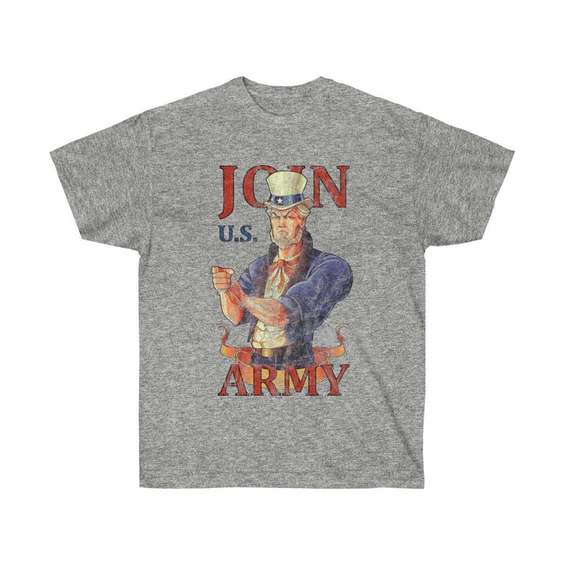Join U.S. Army Vintage Distressed T-Shirt T-Shirt Sport Grey L 
