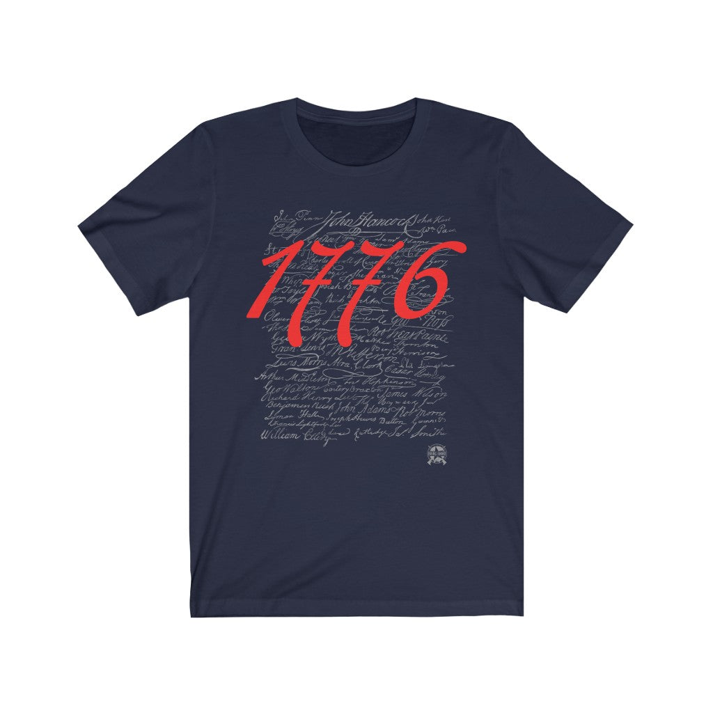 1776 Signers of the Declaration of Independence Signatures Premium Jersey T-Shirt T-Shirt Navy XS 