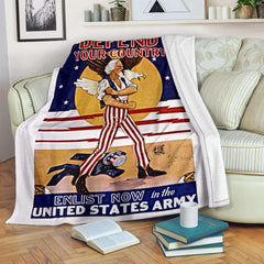 Defend Your Country Vintage Micro Fleece Blanket X-Large (80 x 60 inches / 200 x 150 cm) 