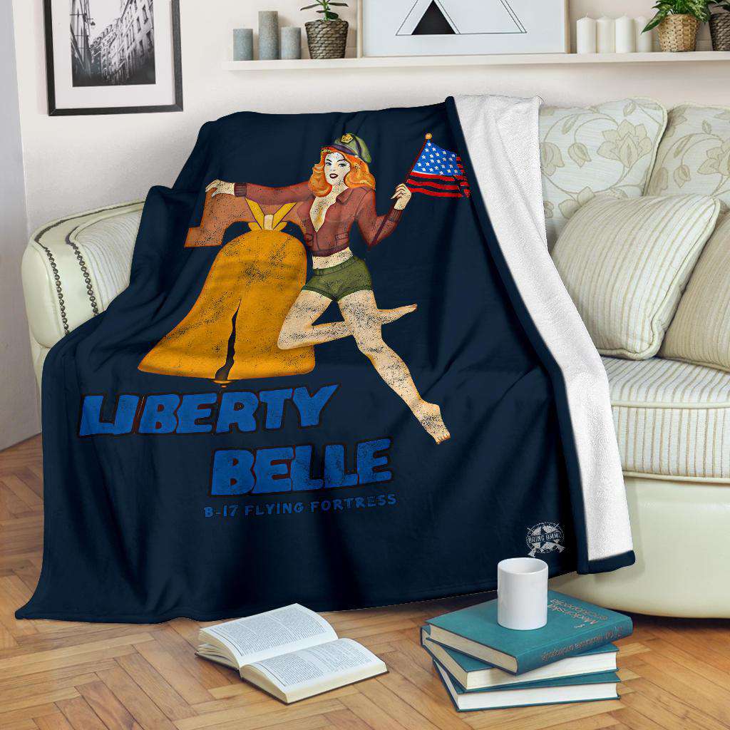 Liberty Belle - Retro WWII B-17 Bomber Pinup Nose Art Micro Fleece Blanket X-Large (80 x 60 inches / 200 x 150 cm) 