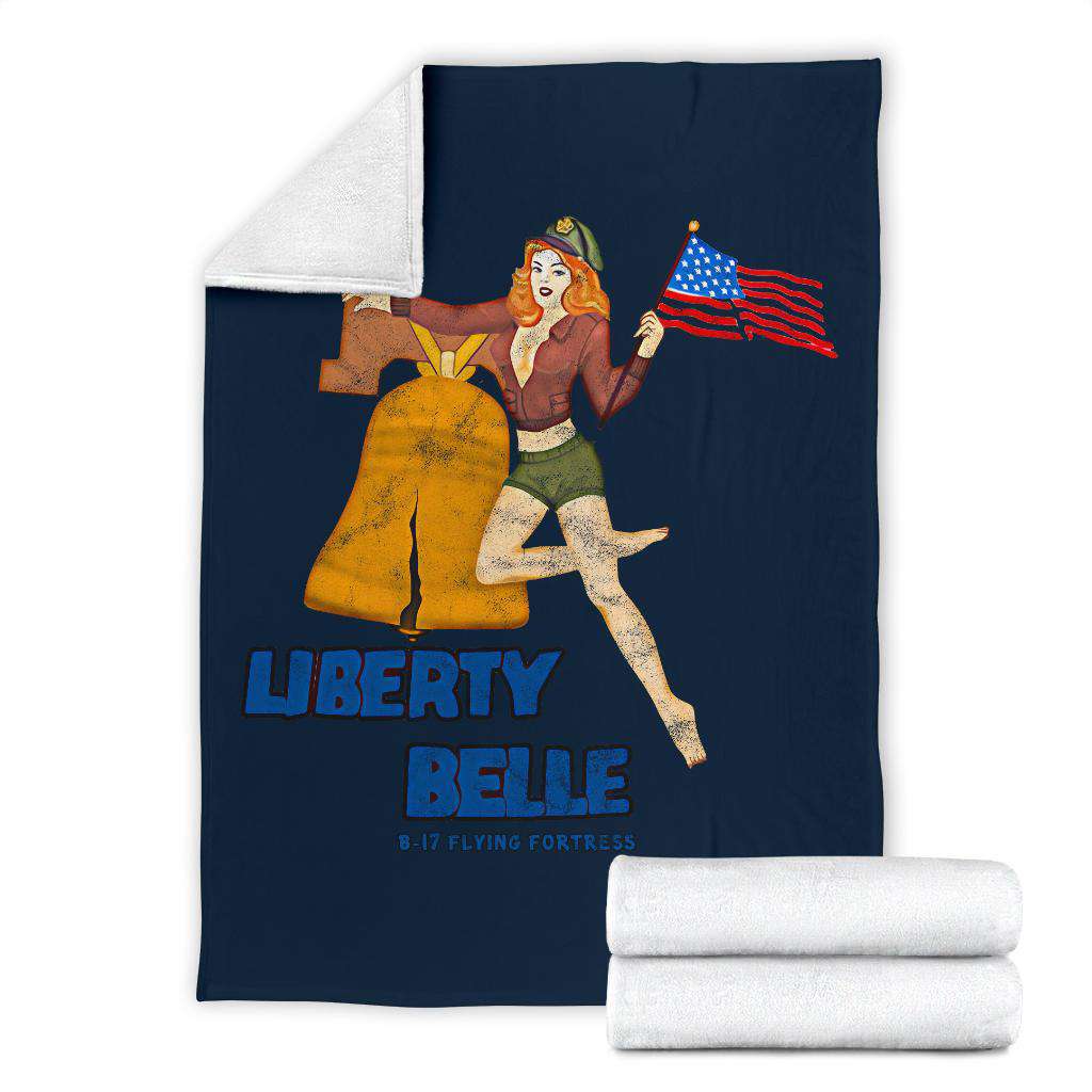 Liberty Belle - Retro WWII B-17 Bomber Pinup Nose Art Micro Fleece Blanket 