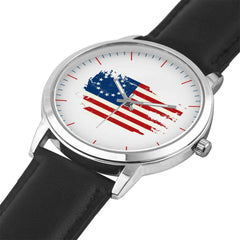 Betsy Ross Flag Leather Watch 